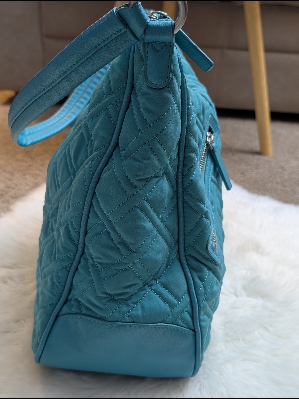Vera Bradley Vivian Hobo Bag Turquoise Quilted Handbag Shoulder Bag - Picture 5 of 12